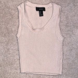 Nude/Cream Rib Knit Cropped Tank Top